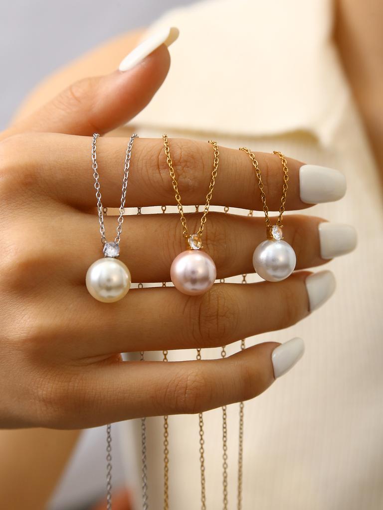 Elegant Fashion Light Luxury Retro High-Level Sense Of Stainless Steel 18K Gold-Plated Diamond Zircon Pendant Necklace Female