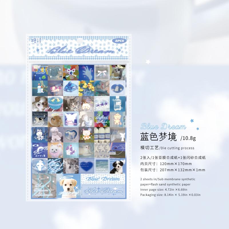 2 Blatt/Beutel Synthetisches Papier Sparkling Fantasy Diary Serie Fantasy Kleine Quadratische Dekorative Aufkleber Für Fotorahmen Kalender