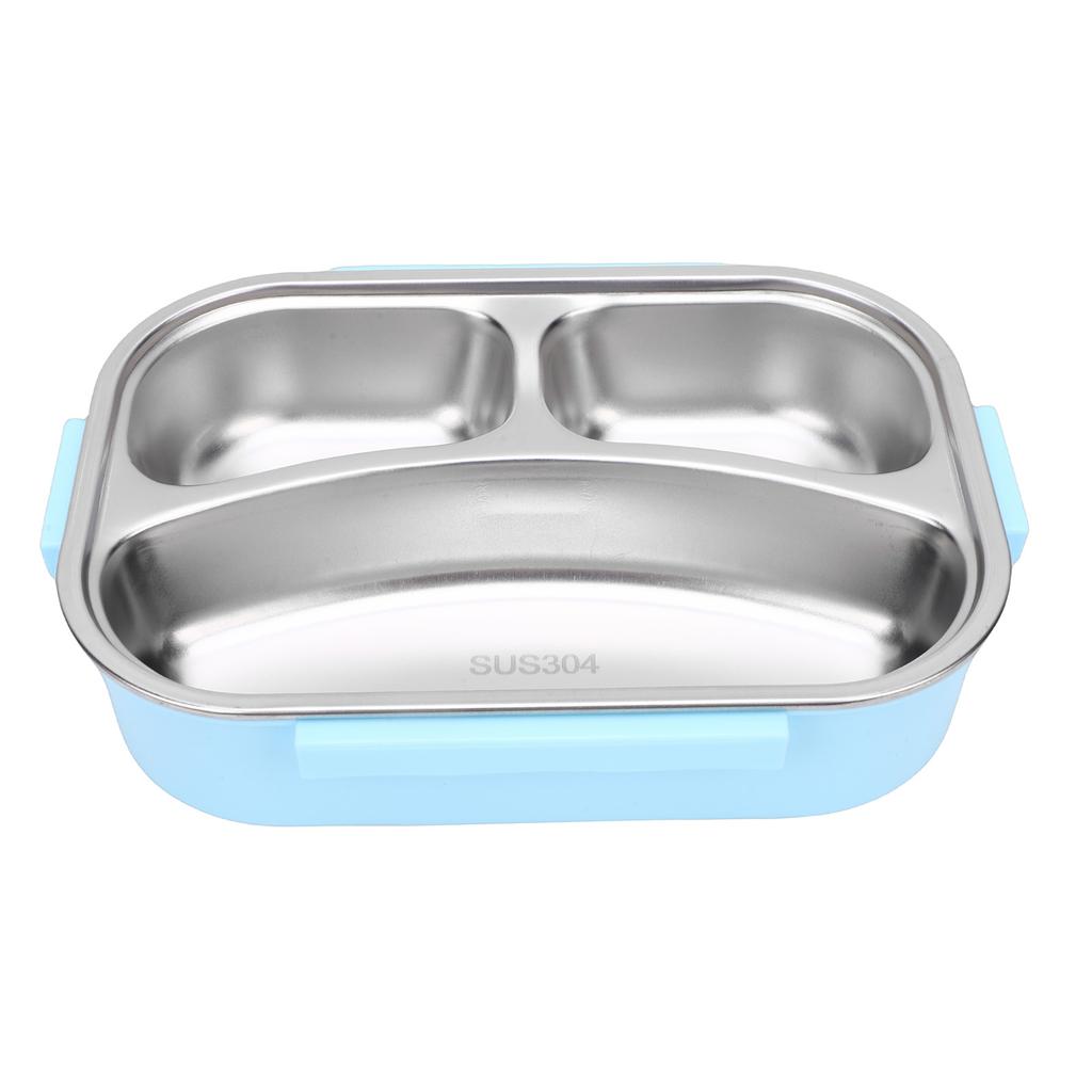 Lunch Box 304 Stainless Steel 3 Grids   Box Microwaveable with Spoon Chopsticks for Camping Traveling
