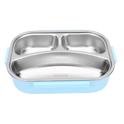 Lunch Box 304 Stainless Steel 3 Grids Box Microwaveable with Spoon Chopsticks for Camping Traveling