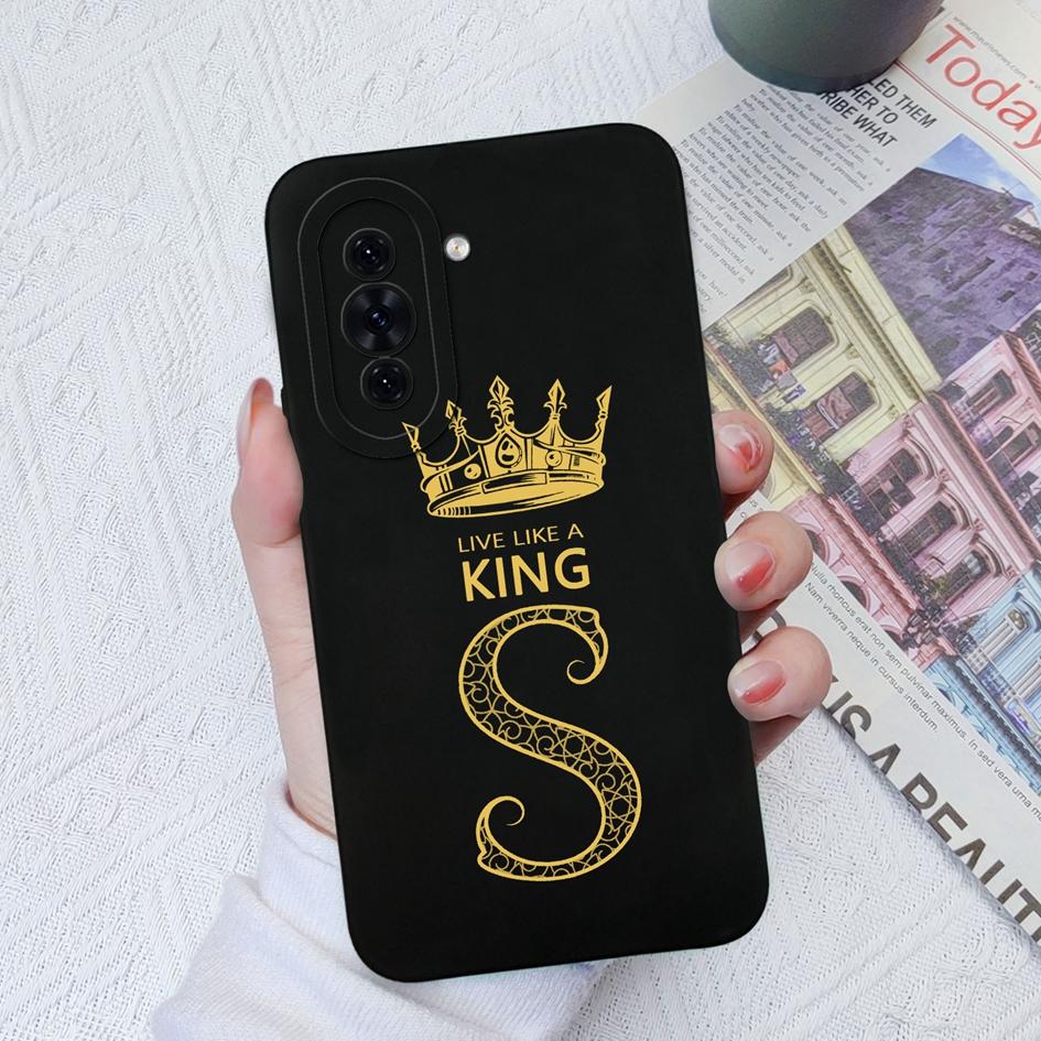Case For Huawei Nova 7 8 9 10 Pro SE 11 Pro 5T 4E 7i 8i Soft Liquid Silicone Matte Shockproof Protective Cover Luxury Crown Letters For Huawei Bumper