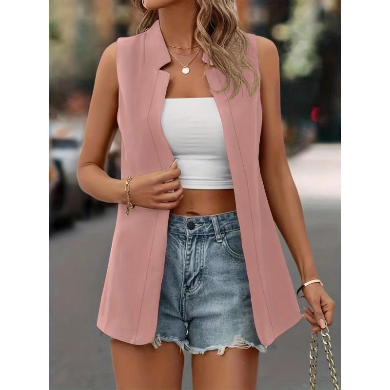 VEZFAA Dámská móda Ležérní Léto Jaro Jednobarevný potisk Halenky a košile bez rukávů