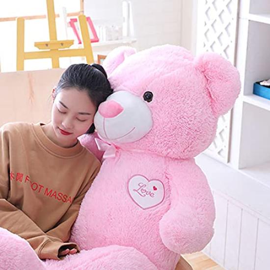 MIXUS Urs de pluș mareUrsuleț de plușPernă de pluș îmbrățișabilăJucărie de pluș extra mareCadouSărbătoareDecor magazinCadou pentru copiiCadou de ziua de naștere (Roz, 120 cm)