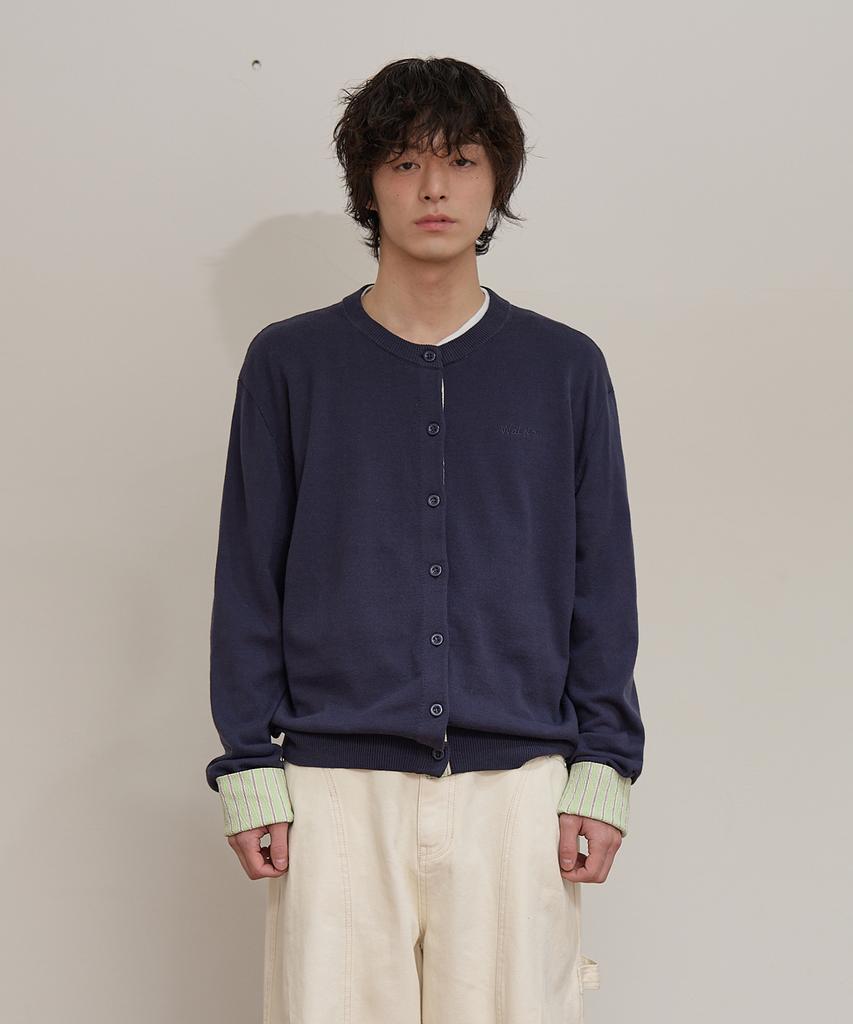 Waikei Striped Roll-Up Cardigan Navy