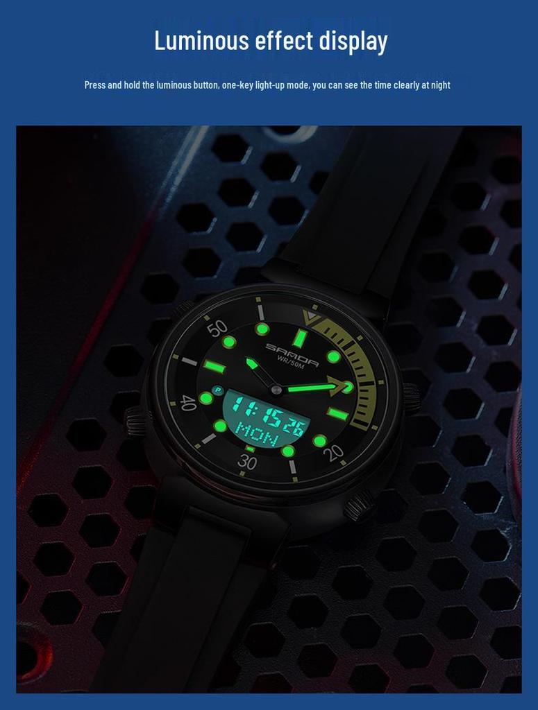 Sanda Youth Luminous Multi-Functional Waterproof Wristwatch