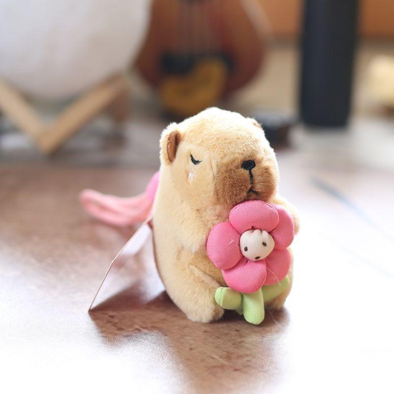 Capybara Pink Plush Keychain Toy With Watermelon Pattern Kid Collectors Doll