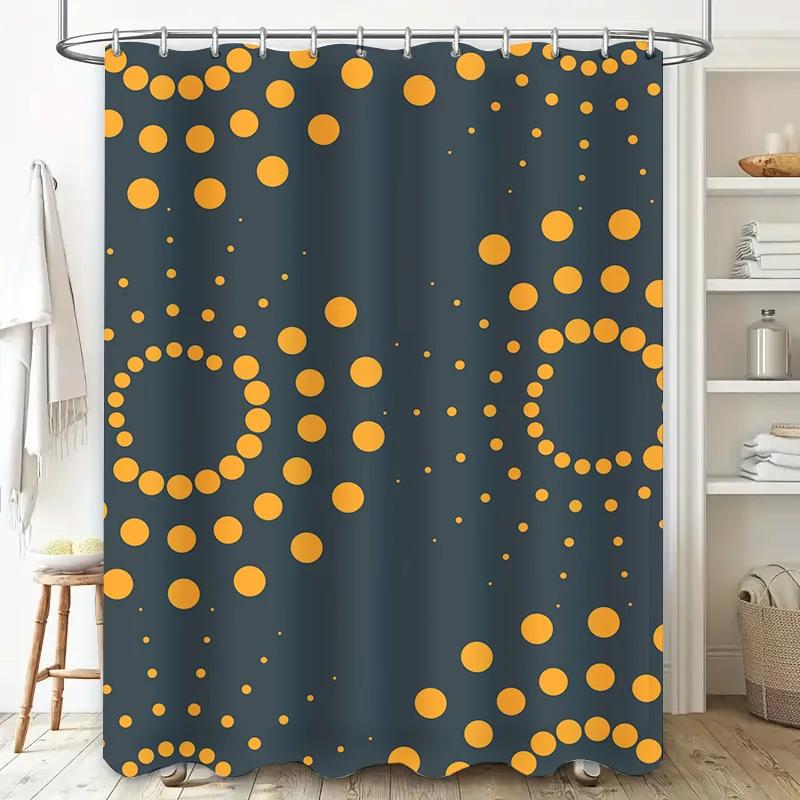 

Elegant Yellow Dots Shower Curtain Decor Bathroom Shower Curtain Gray Waterproof Fabric With Hooks Modern Design For Bathrooms H W60H190(CM)-1 Pcs
