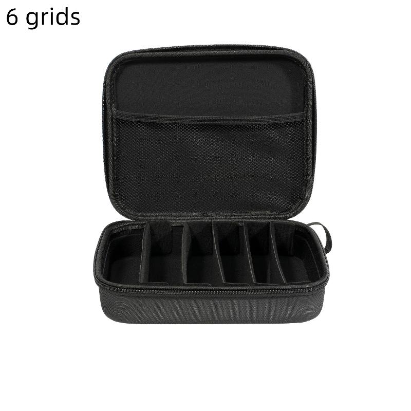 4/5/6/7/8 Compartments Adjustable Glasses Organizer, Portable Black Storage Bag Case For Travel, Sturdy Dividers Eyewear Box