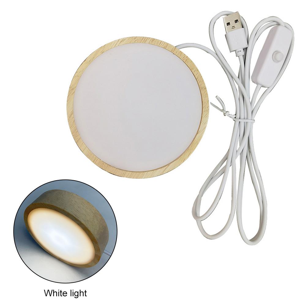 3 Color Solid Wood LED Light Rotating Display Stand Lamp Holder USB Luminous Base Night Light Art Ornament Decoration
