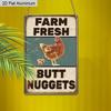 2D Flat, 1pc Vintage Humorous Farm Aluminium Wall Art Sign "Farm Fresh Butt Nuggets"- 8"x12" Aluminium Rustic Kitchen & Farmhouse Decor, Funny