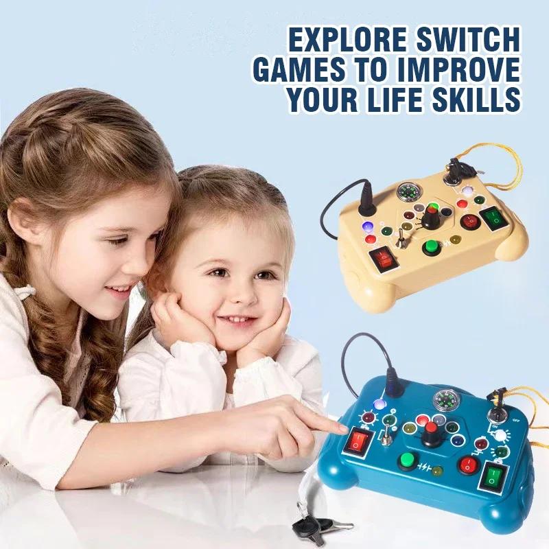 Kids Handheld Switch Socket Led Lights Button Toys Montessori Busy Board Analog Circuit Board Education Cognitive Baby Game Gift