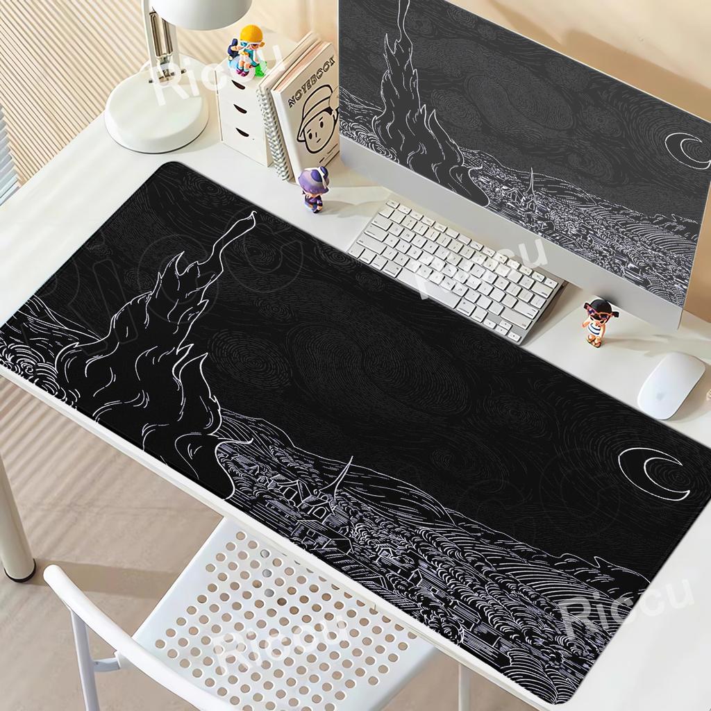 Van Gogh's Oil Painting Mouse Pad Starry Night Large Rubber XXL PC Desk Accessories Mousepad for Office&Gamer Keyboard Decor Mat