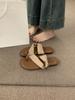 Two-way Linen One-word with Sleeve-toe Sandals Women's Summer Vacation Style Leisure Beach Roman Shoes Outside Slippers
