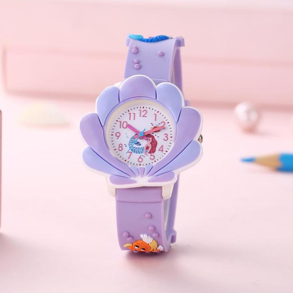 1/2/4pcs-Mermaid 3D Cartoon Shell Watch - Enchanting Colorful Design for Christmas Gifts, Watches, and Bracelets Set for Girls