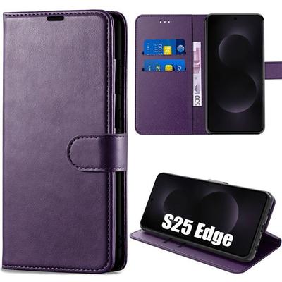 Protective Case - BOOLING - for Samsung Galaxy S25 Edge - Shockproof - Scratch-Resistant - Dark Purple PU Leather