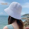 Damski kapelusz przeciwsłoneczny jednolity kolor odporny na UV kapelusz rybaka oddychający pleciony składany słomkowy kapelusz czapka chroniąca przed słońcem na zewnątrz