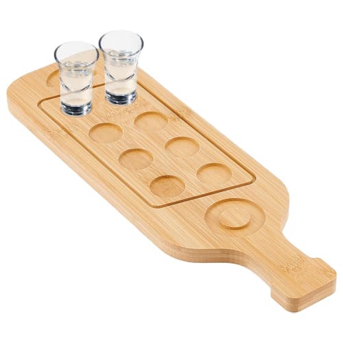 UNICRAFTALE Tequila Shot Board Shot Glass Holder Display with 1 X 8 Shot Glasses, Wine Glass Holder, Wooden Glass Cup Serving Tray for Restaurants, Ba