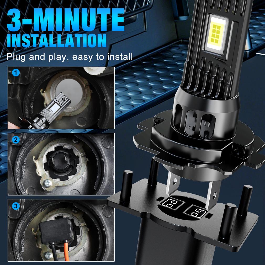 2 bombillas LED para faros delanteros H4 H7 de 20000 lúmenes 1:1 Mini Lámpara LED Canbus H11 H8 9005 HB3 9006 HB4 Faro delantero de coche sin ventilador Luz DRL Faros antiniebla automáticos 12V 6500K Blanco