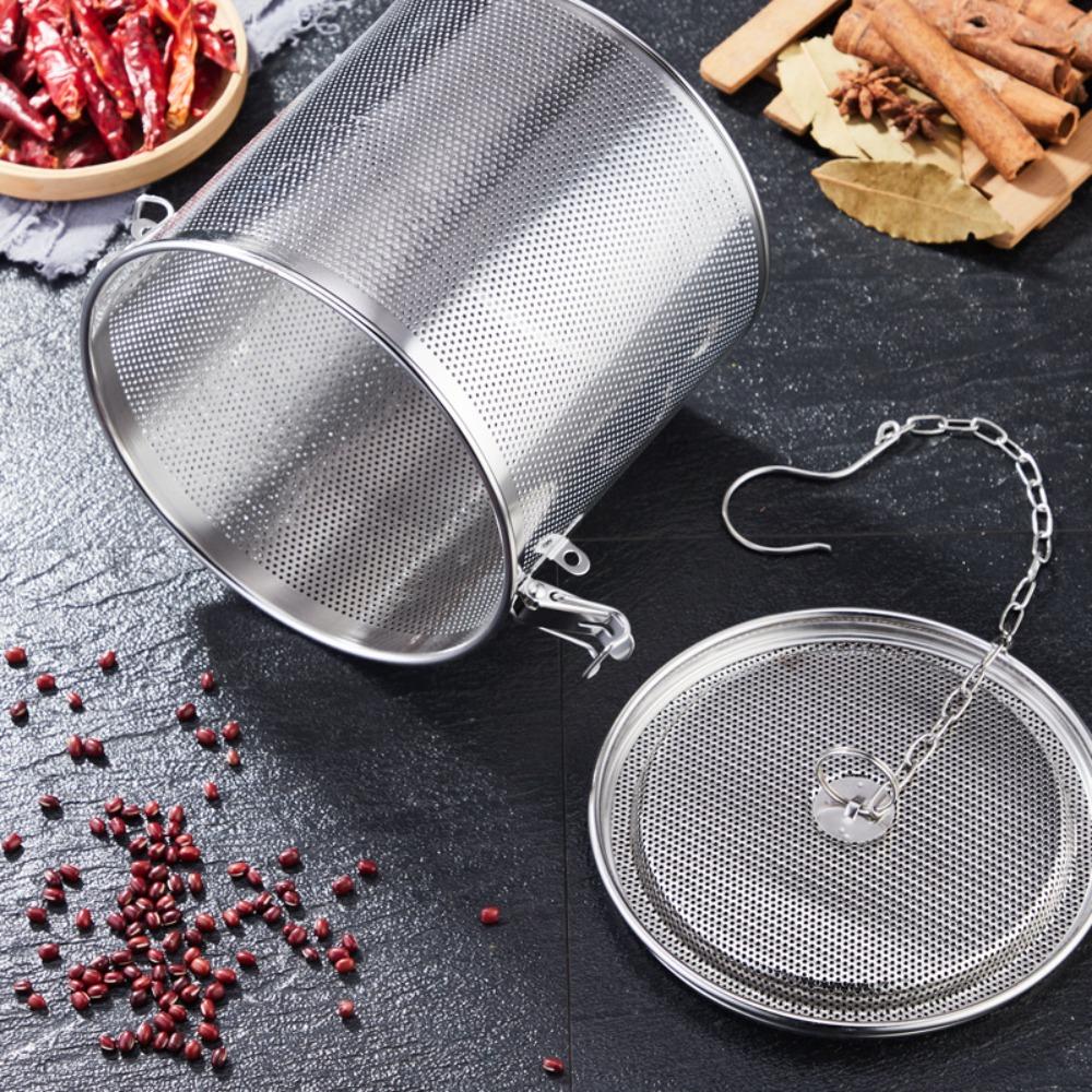 With Chain Hook Tea Ball Infuser 304 Stainless Steel Spices Strainer Brine Basket  Hot Pot