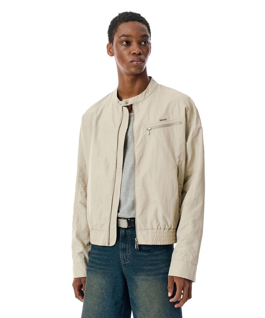 Secondmono Coated Nylon Zip Jacket [Beige]_Sejk034Beige