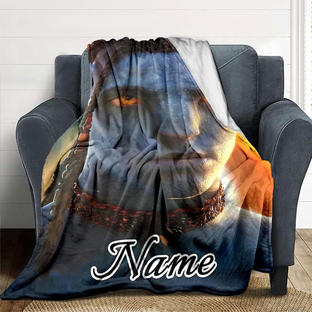 Custom Name Avatar Blue Beauty Party Blanket For Couch Bed Plush Cozy Fuzzy Blanket Super Soft Warm Blankets For Fall And Winter 0916282