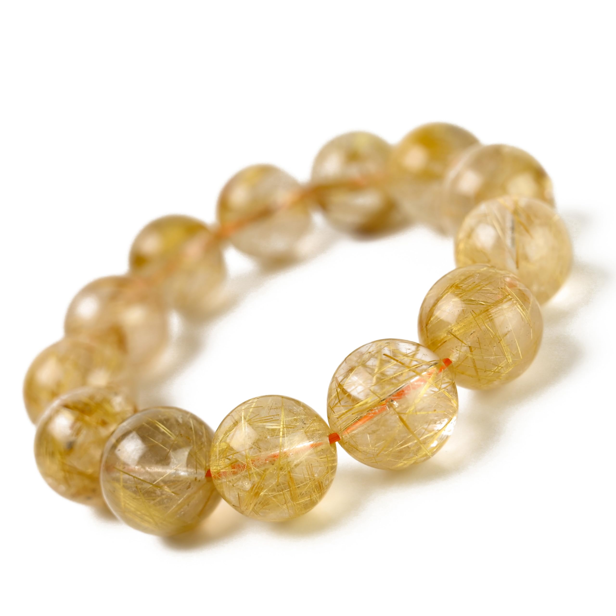 

Jewelry Town Shosenkyo Rutilated Quartz Inner Diameter Approximately Power Stone for Good and Work [Eigado] Bracelet, 15.5mm Beads, 16cm, Fortune,