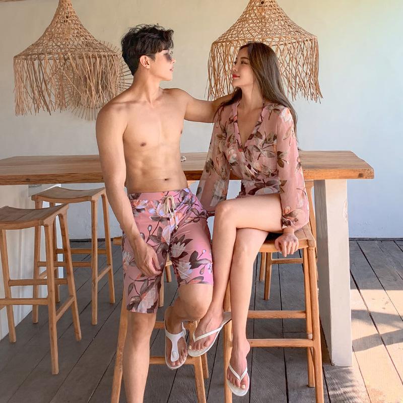 Couple Swimsuit One-piece Swimsuit Long Sleeve Skinny Conservative Swimsuit Hot Spring Swimsuit  s Spot M