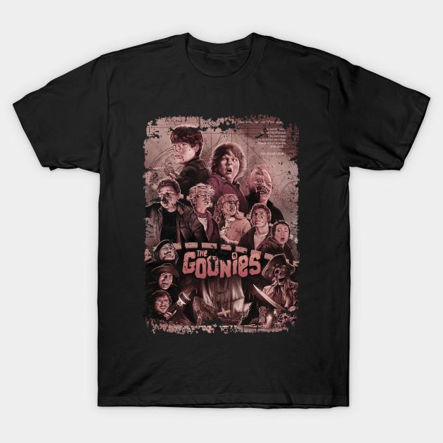 

Men Black Print T-shirt The Goonies Vintage 1985 Grunge No-Cut Transfer Paper Print Cotton Tshirt 4XL чёрный