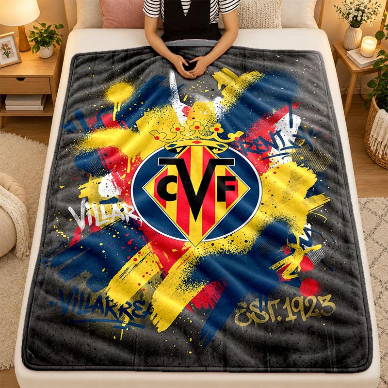 Flannel BlanketVillarreal FC Warm Soft Throw Blanket for Indoor Sofa Bed Living Room Use