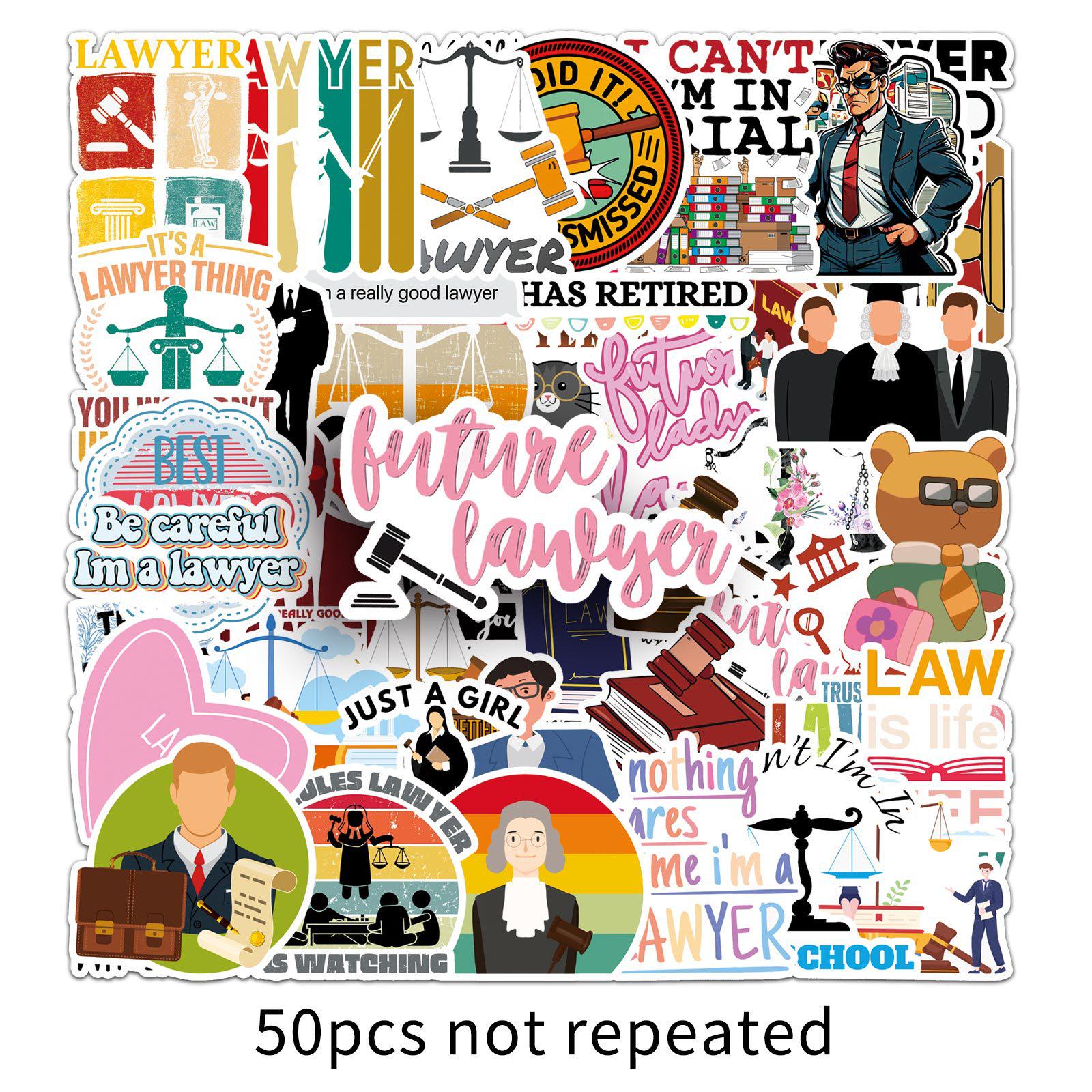 50 Lawyer-Themed Graffiti Stickers for Water Bottles, Skateboards, and Suitcases