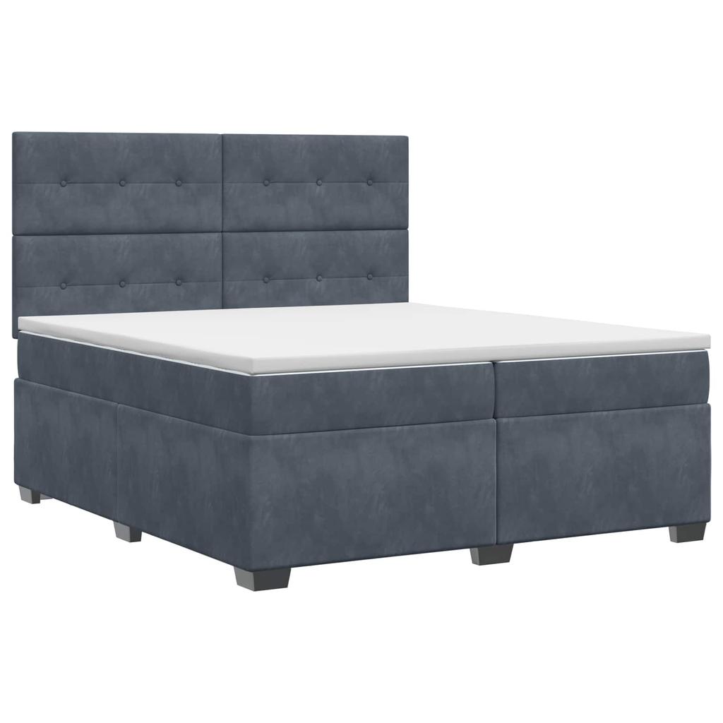 Box Spring Bed with Mattress Dark Grey 200 X 200 Cm Velvet