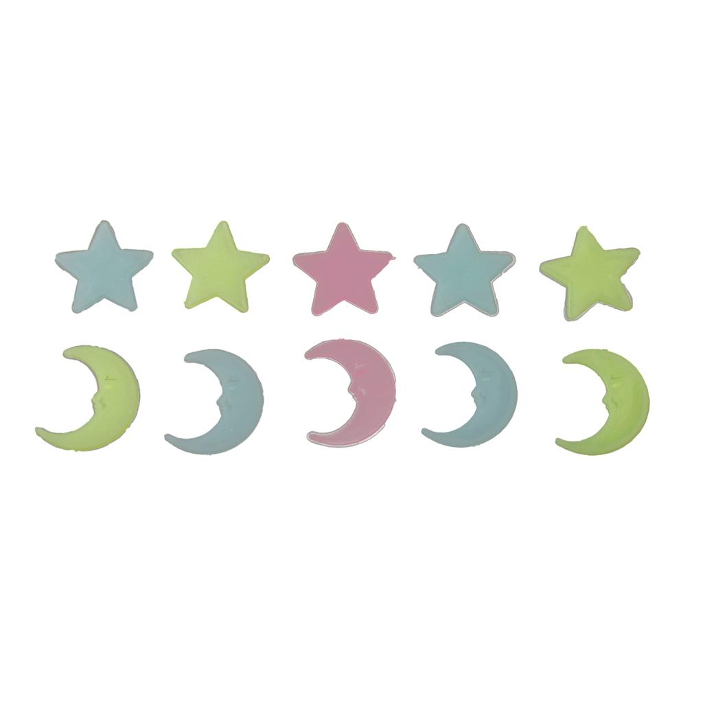 100pcs Stickers Moons Night Art Plastic Removable Bedroom Ceiling Space DIY Star Decal Stars Decor Fluorescent