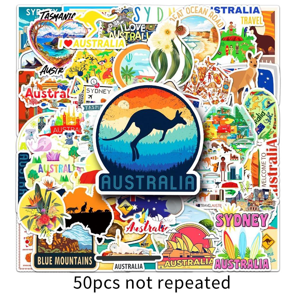 

50pcs Beautiful Views of Australia Cartoon Graffiti Stickers Waterproof Decorations Case Notebook Decor Trendy Gift