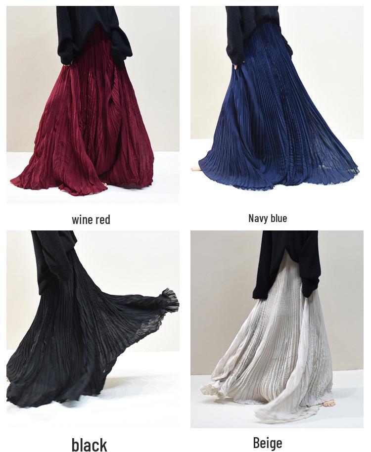2025 Eleganter Chiffon-Midikleid mit 6 Meter breitem Saum für Damen, A-Linie, für Frühling/Sommer