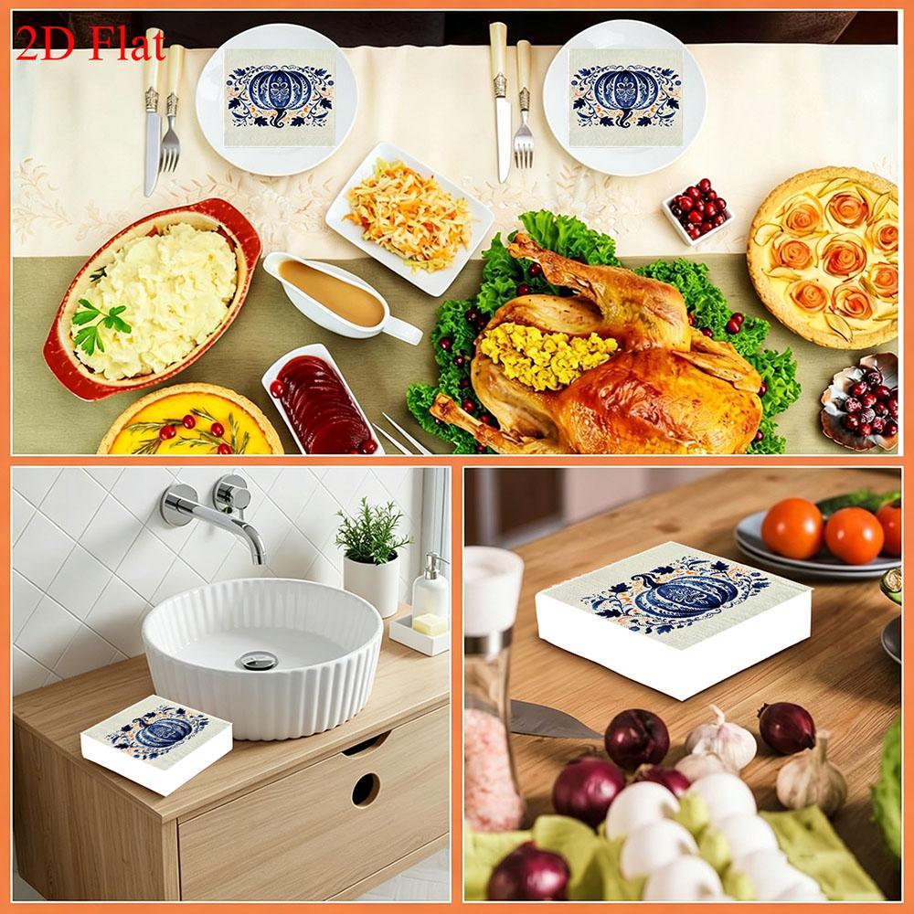 20pcs Disposable Napkins with Halloween pumpkin Pattern Print for Wedding,Parties,and Daily Use for Thanksgiving Fall Christmas Table Decoration