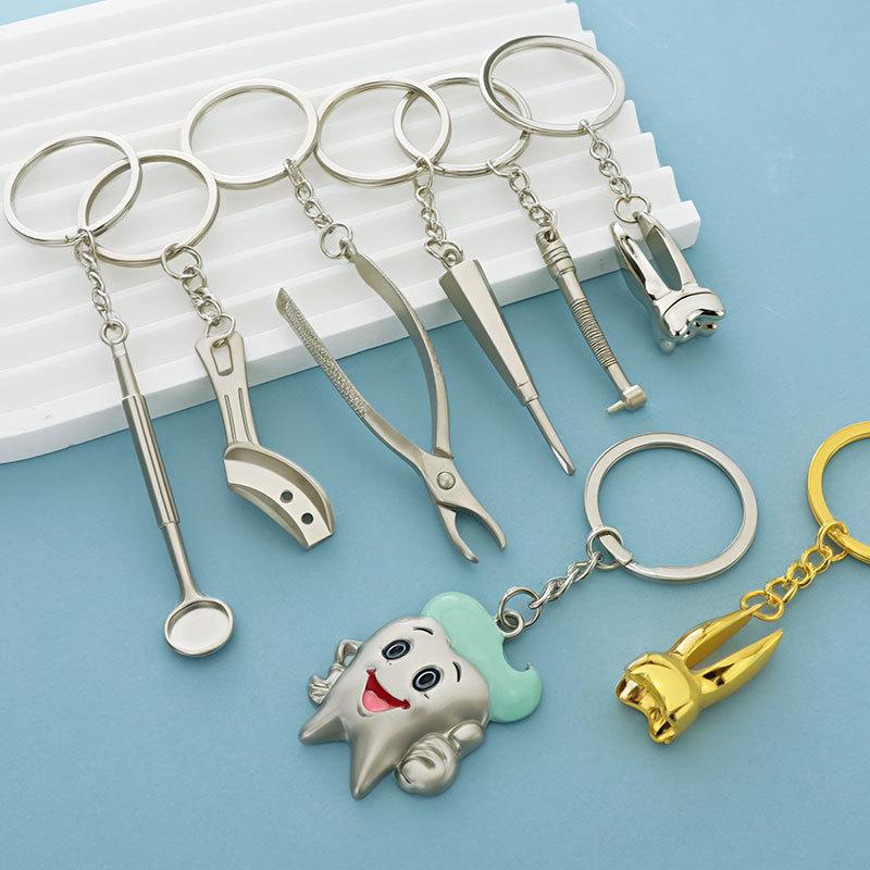 Mini Dental Tools Teeth Keychain Simulation Tooth Key Holder Clinic Promotion Gift