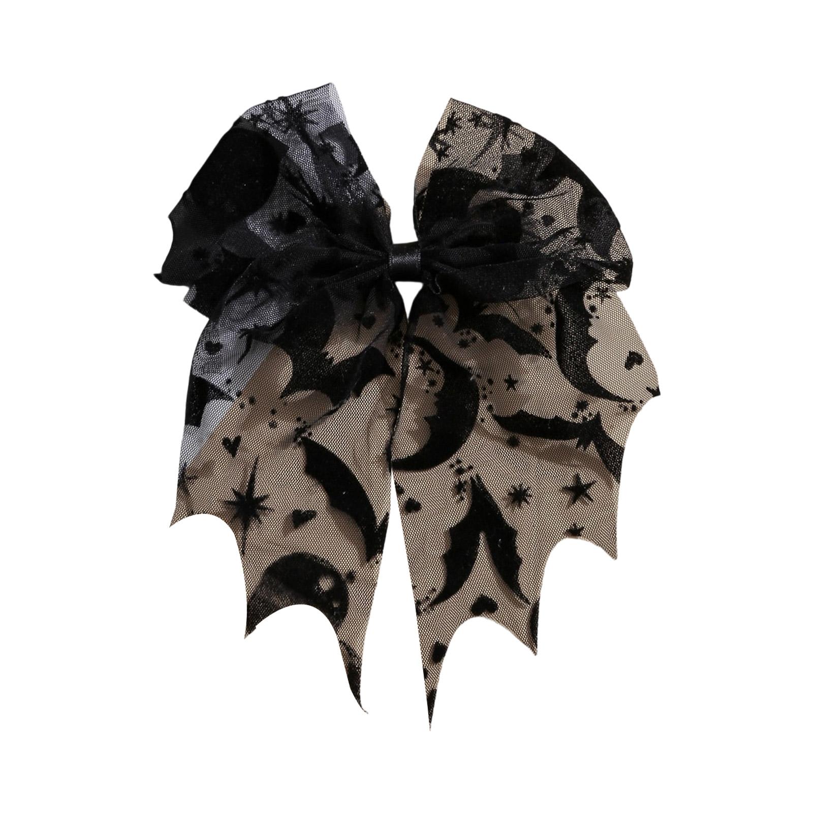 

Хэллоуин Заколка для волос Летучая мышь Готическая кружевная вуаль Заколка для волос для женщин девушек Аксессуары для костюма для косплея С вышивкой из тюля Бант S14