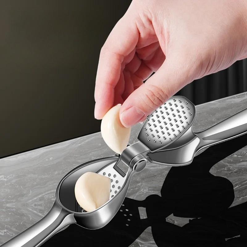 Zinc Alloy Garlic Press Manual Ginger Crusher Kitchen Tool Stainless Steel Peeler Mincer Gadget For Home Cooking Restaurant Use