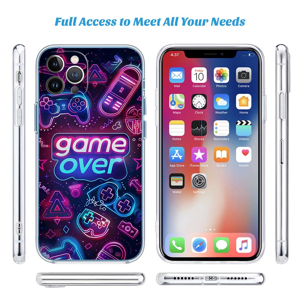 PP37 Game Over Soft Shell Transparent Phone Case for Motorola Moto G7 G8 G9 G84 G85 G73 G24 G15 Z2 Play Power Plus