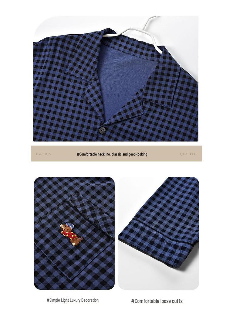 Men's Autumn Cotton Pajama Set - Cardigan, Long Sleeve Top & Pants, Casual High-End Home Wear