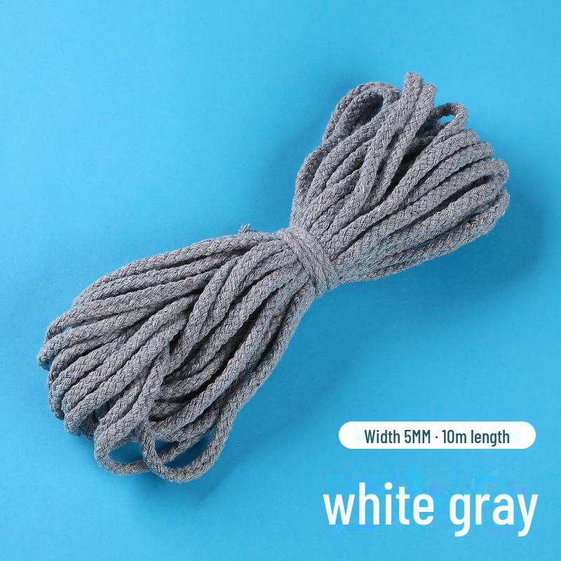 5mm Thick Colored Cotton Rope - 10 Meters Hand-Woven Eight-Strand for DIY, Drawstring Bags, and Hat Ropes