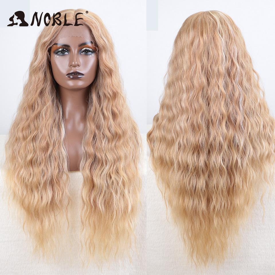Noble Synthetic Lace Front Wig Long Wavy Ombre Blonde Wig Red Wigs Lace Part Synthetic Lace Wigs For Women Lace Front Wigs