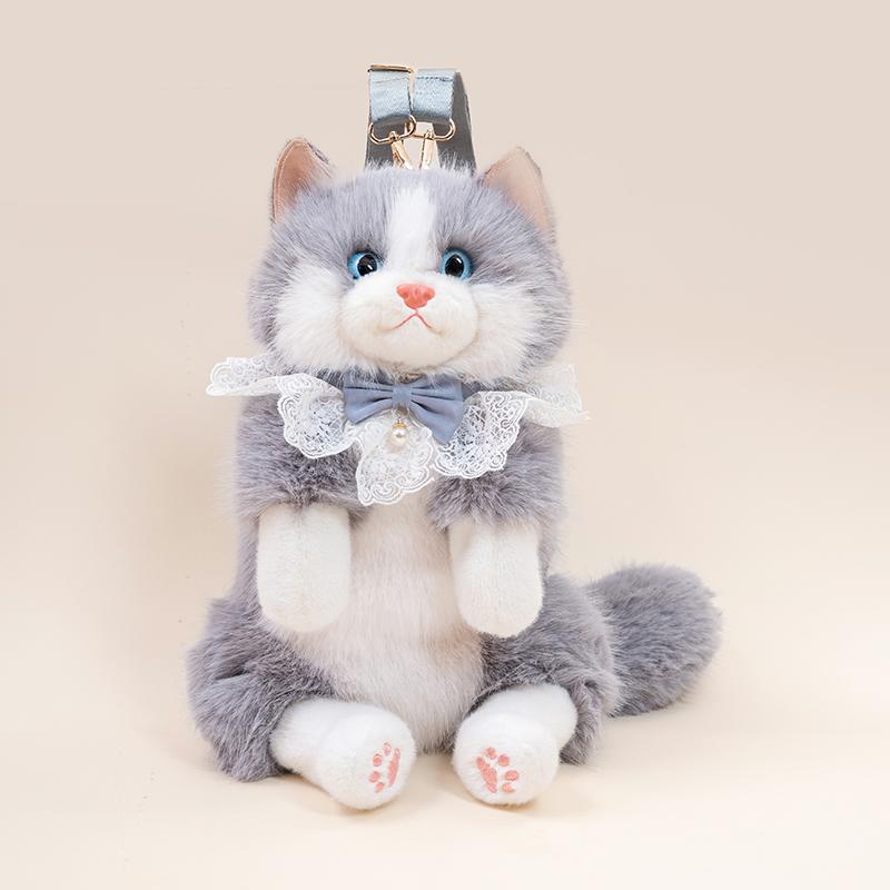 Schnauzer Dog Cat Backpack Super Soft Fashionable Decoration Shoulder Bag Kids Cartoon Animals Dolls Christmas Halloween Gift