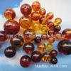 Amber-Colored Double-Hole Round Beads, 6-20mm, Transparent Amber Finish