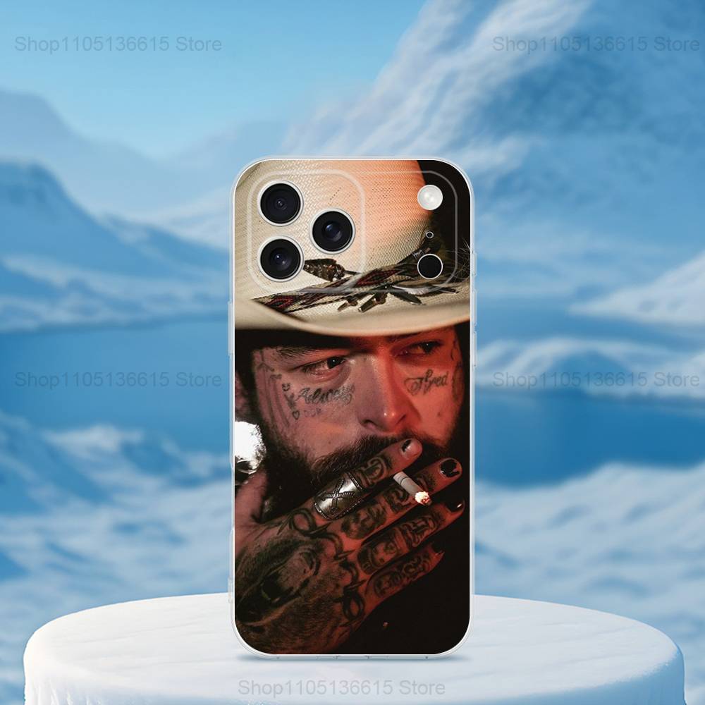 P-Post M-Malone Singer Case For iPhone X,14,16,Mini,XS,SE,12,15,Pro,17,Plus,11,Max,13,XR,Transparent Soft Cover