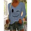 Smiling Face Women's Autumn,Winter Casual European,American Style Graphic Print T-Shirt