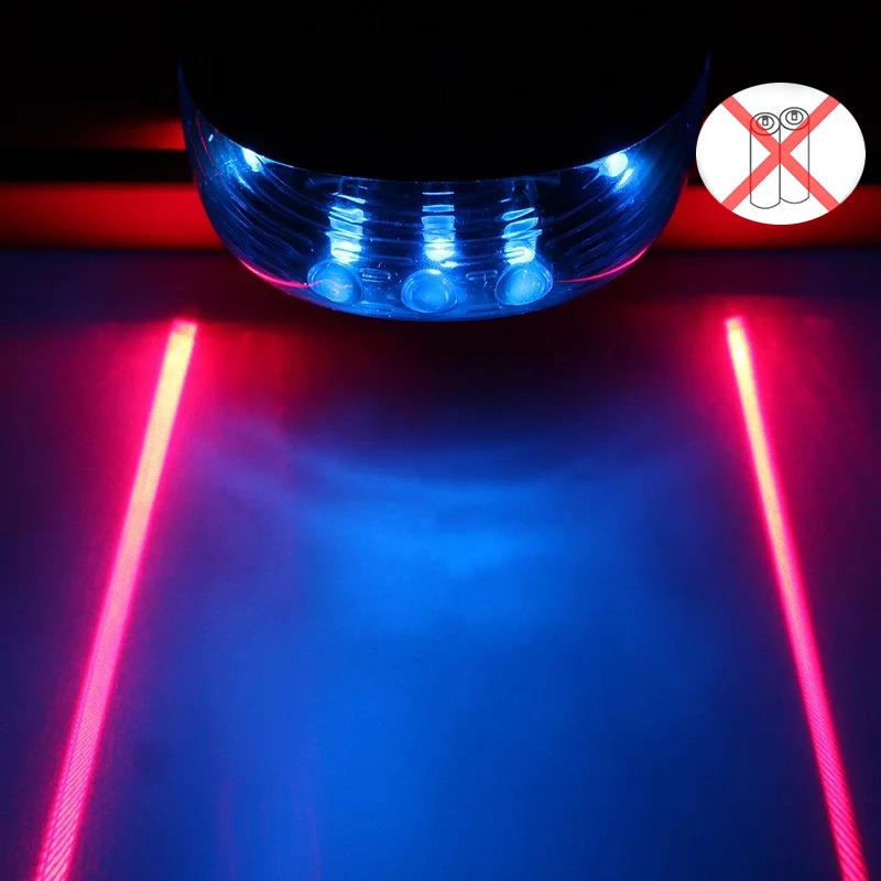 Bicycle Laser Parallel Line Taillight Waterproof Mountain Bike 2 Lasers Starry Sky 5LED Laser Taillight Safety Warning Taillight
