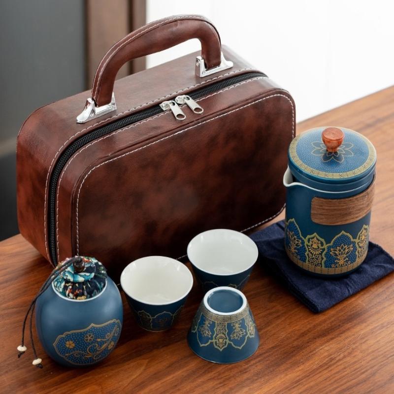 Travel Tea Pot Set Outdoor Portable Ceramic Quick Guest Tea Set Office Teapot And Cup Set Light Luxury Friend Best Gifts