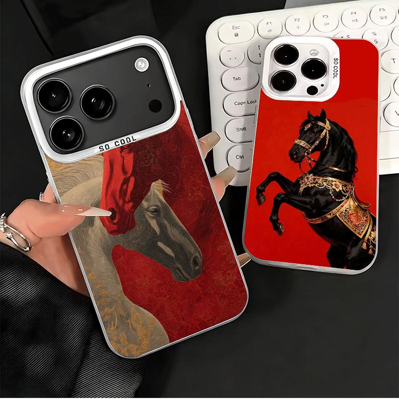 Horse Art Aesthetics Shockproof Phone Case for iPhone 17 Air 16 16E 15 Pro Max 14 Plus 13 Mini 12 Back Cover Anti Fall Fundas