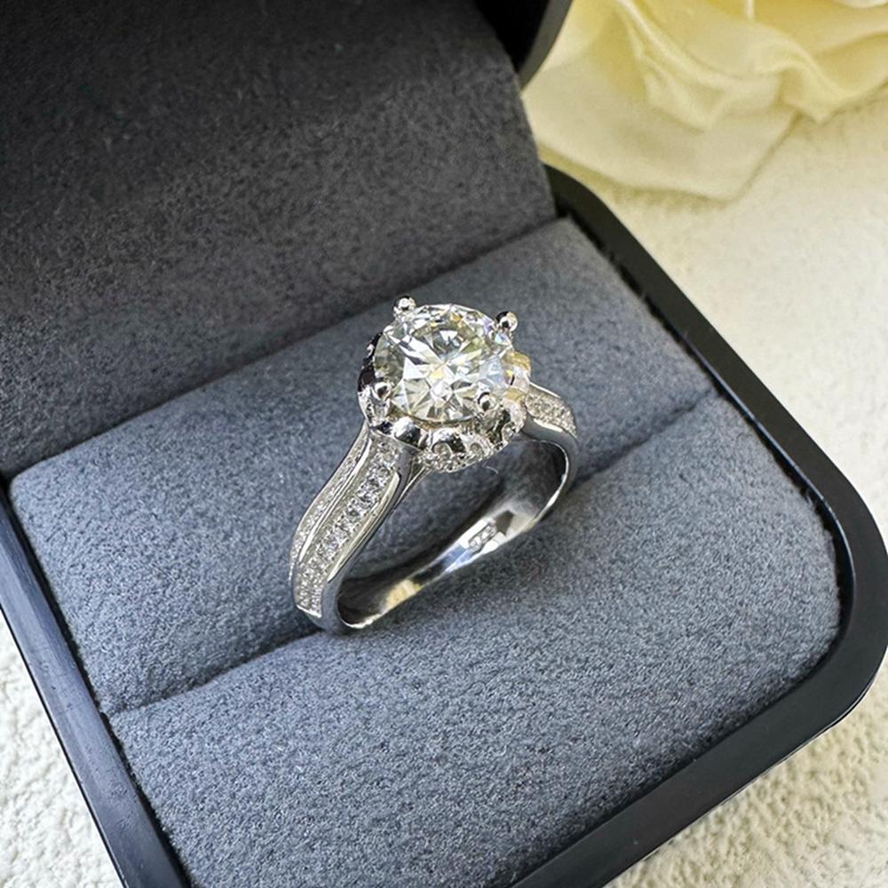 Vinregem Eleganter 100% 925 Sterlingsilber 3EX VVS1 D Farbe Rundschliff 6,5 MM 1 CT Echte Moissanit Diamanten Ring Hochzeit Verlobung Feiner Schmuck Geschenke
